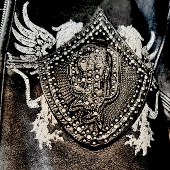 Pelle Pelle Marc Buchanon Vintage Hooded Leather Jacket with Fox Fur Sz 12 - Picture 7 of 11